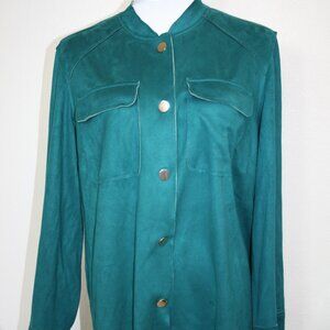 Chico's Jacket Women's Green Long Sleeve Pockets Snap - Chico's Sz 2